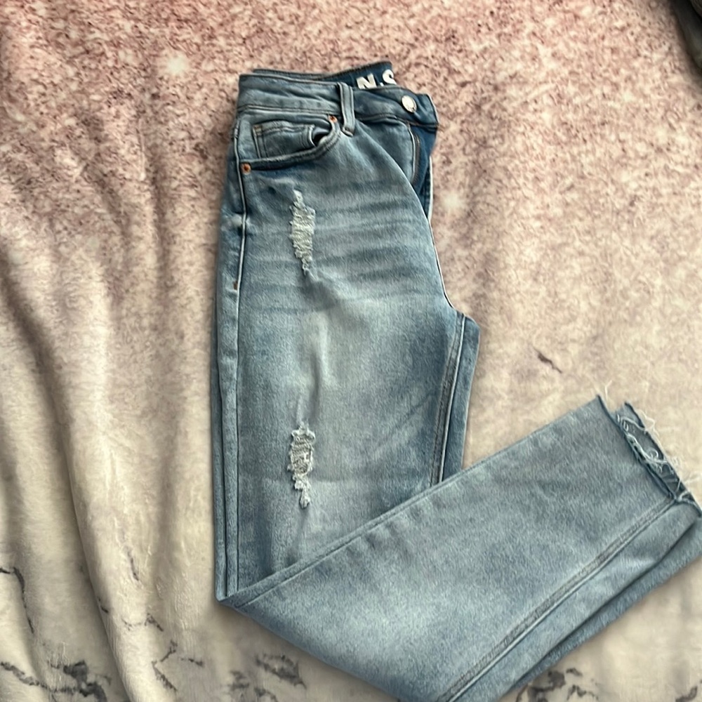 Light blue mom jeans high rise